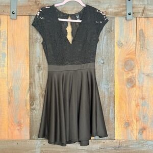 Windsor Black Lace Gothic Whimsigoth Fit And Flare Mini Dress Size Large